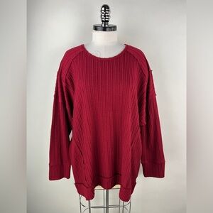 💚 3085. Textured Oversized Long Sleeve Top